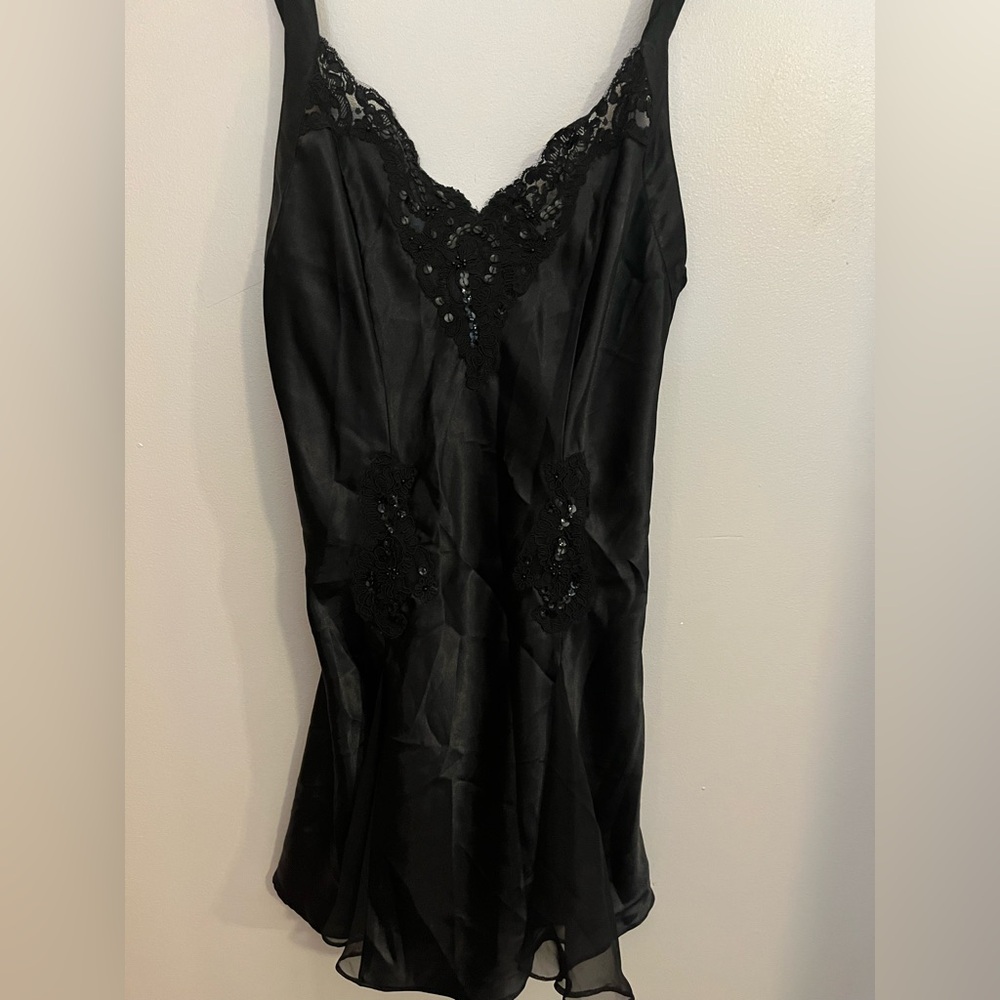 Victoria's Secret Vintage Black Satin Gown Size S